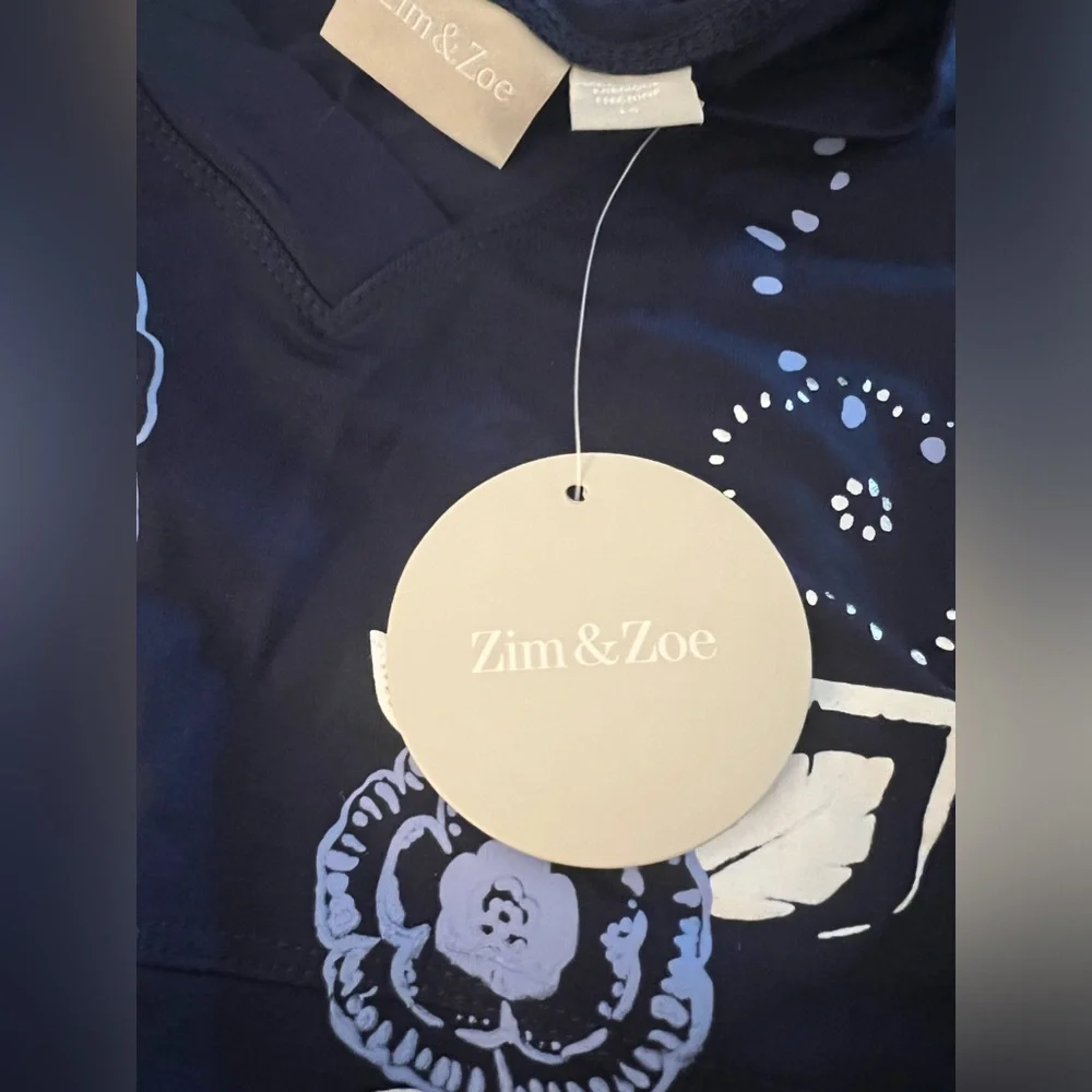 New With Tags, Beautiful Navy Women's Tunic, Size 14, 3/4 Sleeves & V-Neckline - Picture 6 of 17